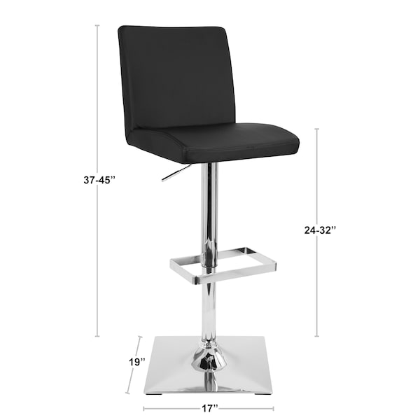 Captain Adjustable Swivel Barstool In White Faux Leather